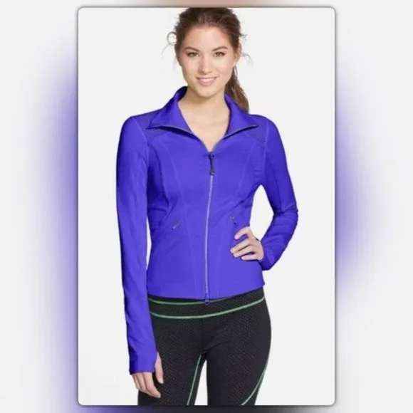 Zella Double Mesh Workout Track Jacket Purple size XL Slimming Cooling - Picture 7 of 16